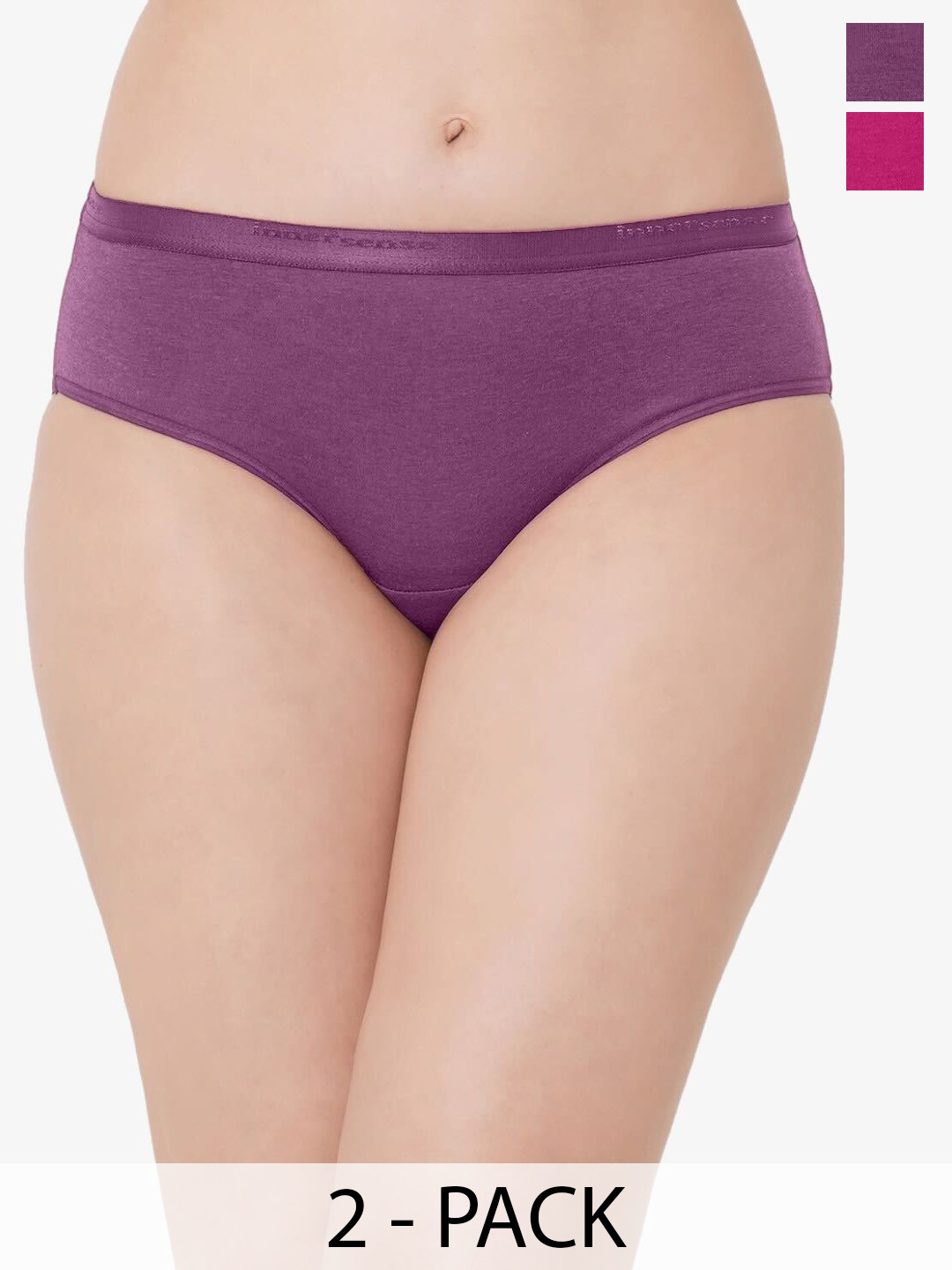 

Inner Sense Pack Of 2 Organic Cotton Hipster Briefs ISP002-Sangria_Deep Purple
