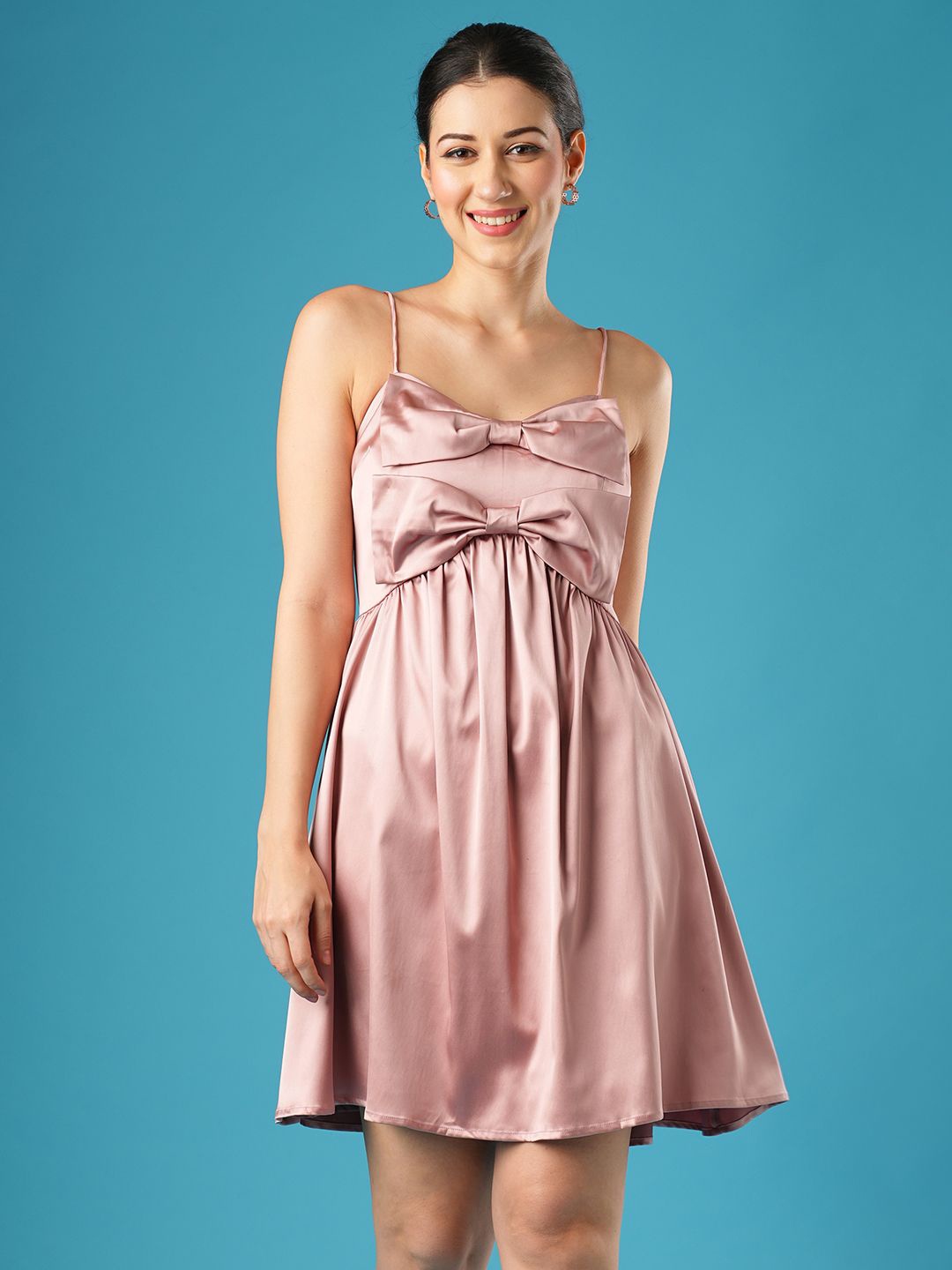 

Globus Shoulder Straps Bow Detail A-Line Dress, Taupe