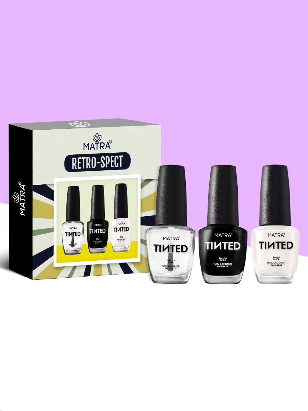 

MATRA Set Of 3 Tinted Nail Lacquer - 15ml Each - Retro-Spect, Black