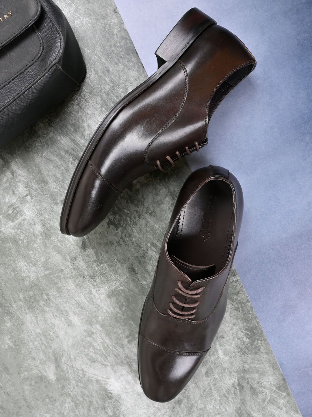 

Cobblerz Men Solid Formal Leather Lace Ups Oxfords, Coffee brown