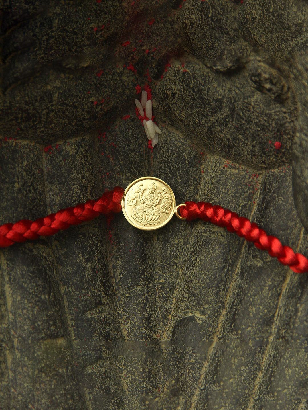 

Unniyarcha 92.5 Pure Silver Kuber Thread Rakhi, Gold