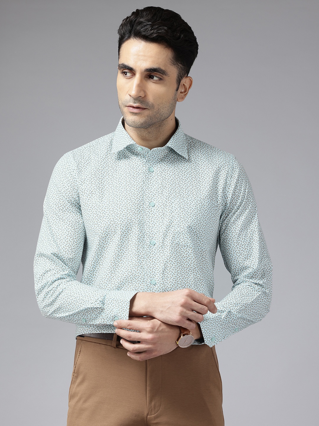

Blackberrys Printed Pure Cotton Slim Fit Shirt, Blue
