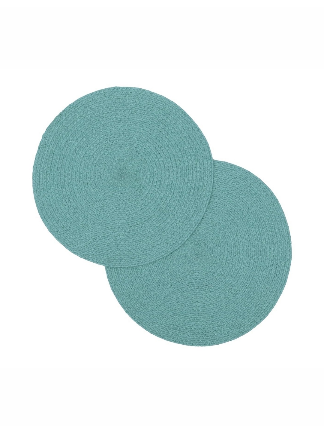 

THE HOME TALK Blue 2 Pieces Braided Round Table Placemats