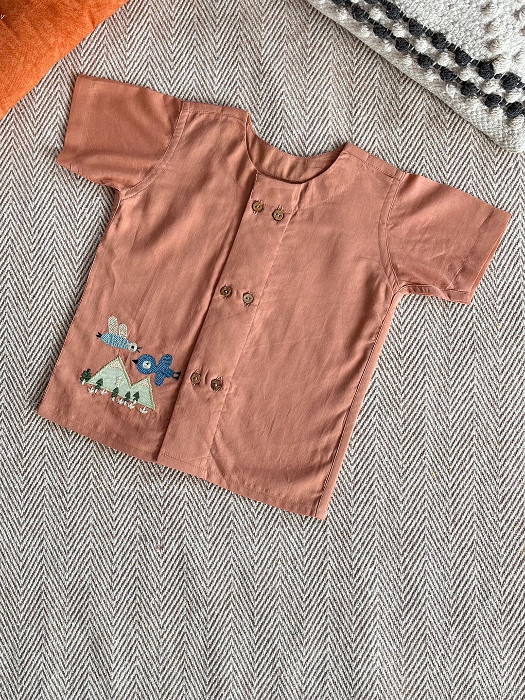 

Bhaakur Unisex Kids Comfort Opaque Casual Shirt, Brown