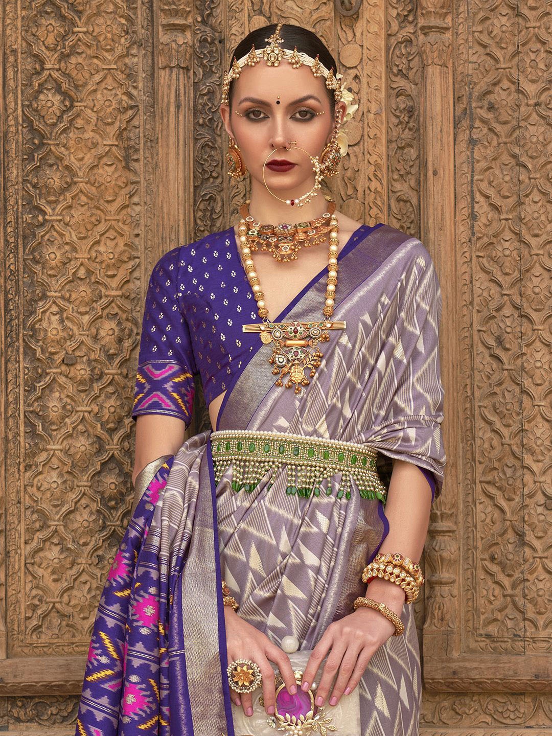 

Anouk Zari Banarasi Saree, Grey