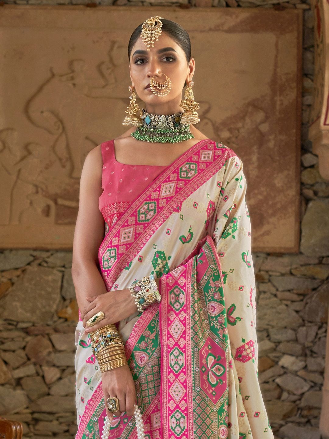 

Anouk Woven Design Zari Banarasi Saree, White