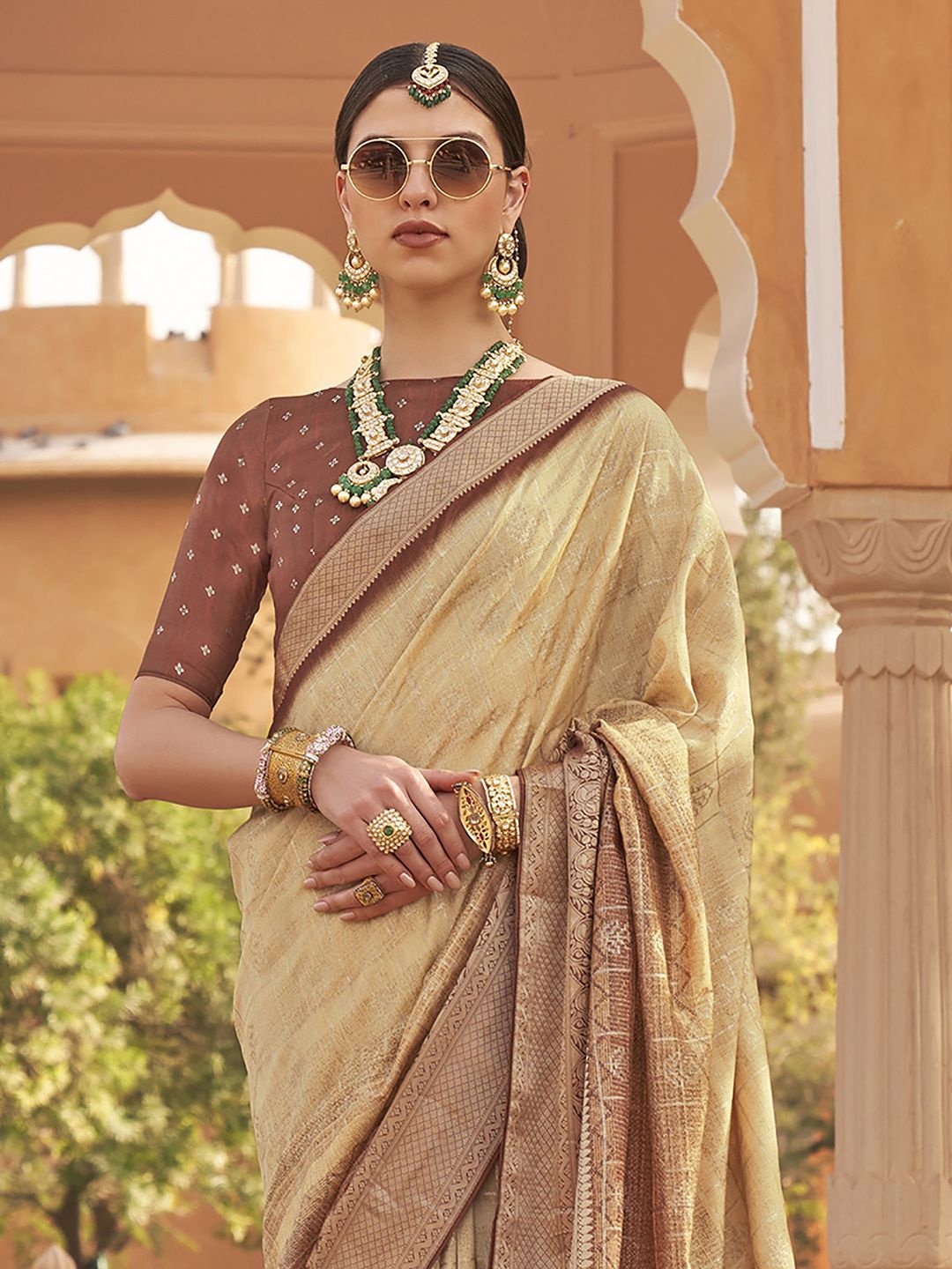 

Anouk Zari Banarasi Saree, Beige