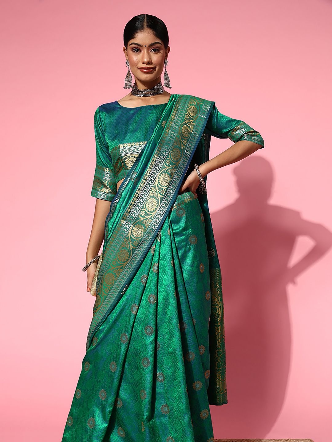 

Anouk Woven Design Zari Banarasi Saree, Teal