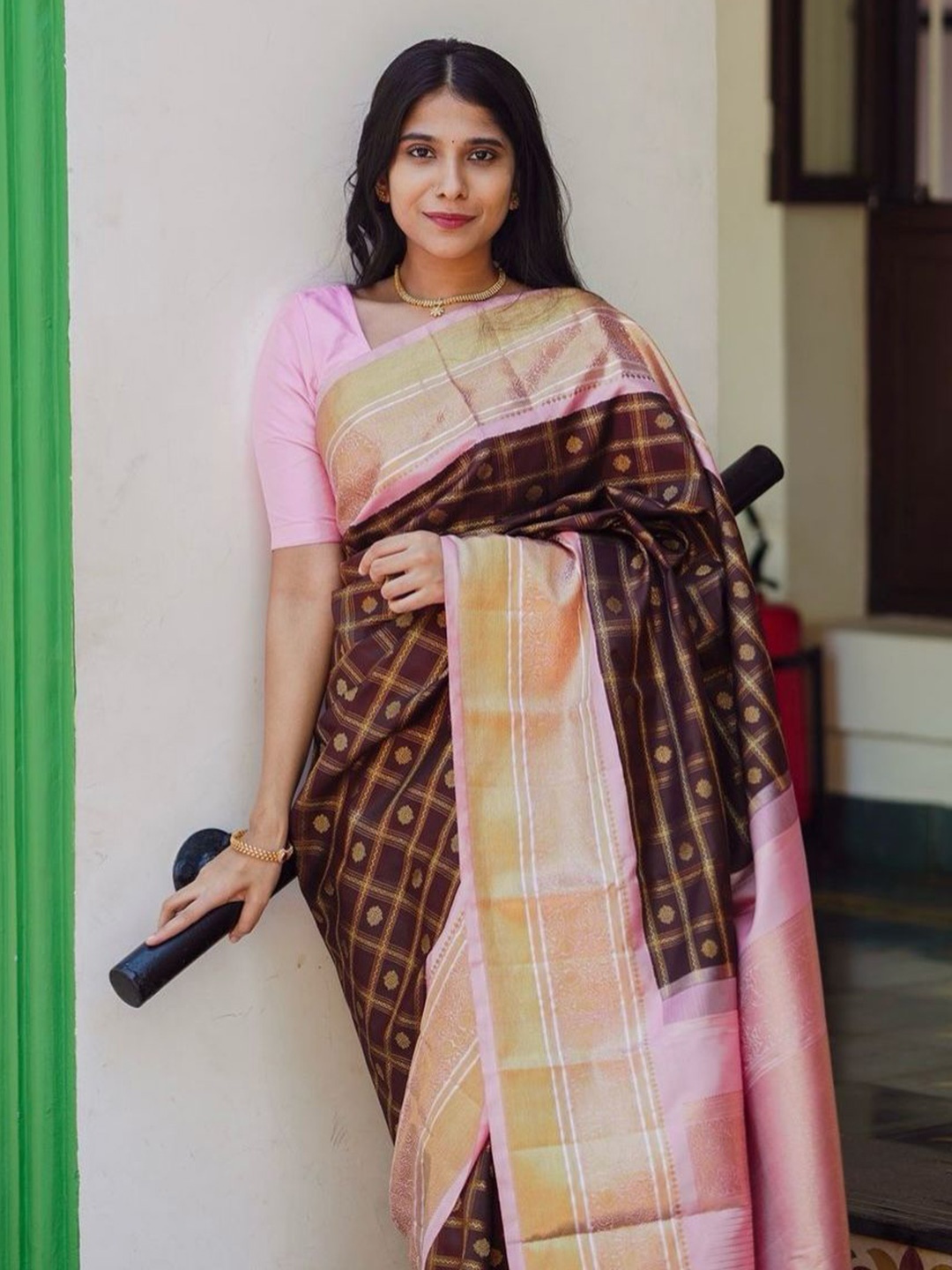 

Upalksh Woven Design Zari Kanjeevaram Saree, Brown