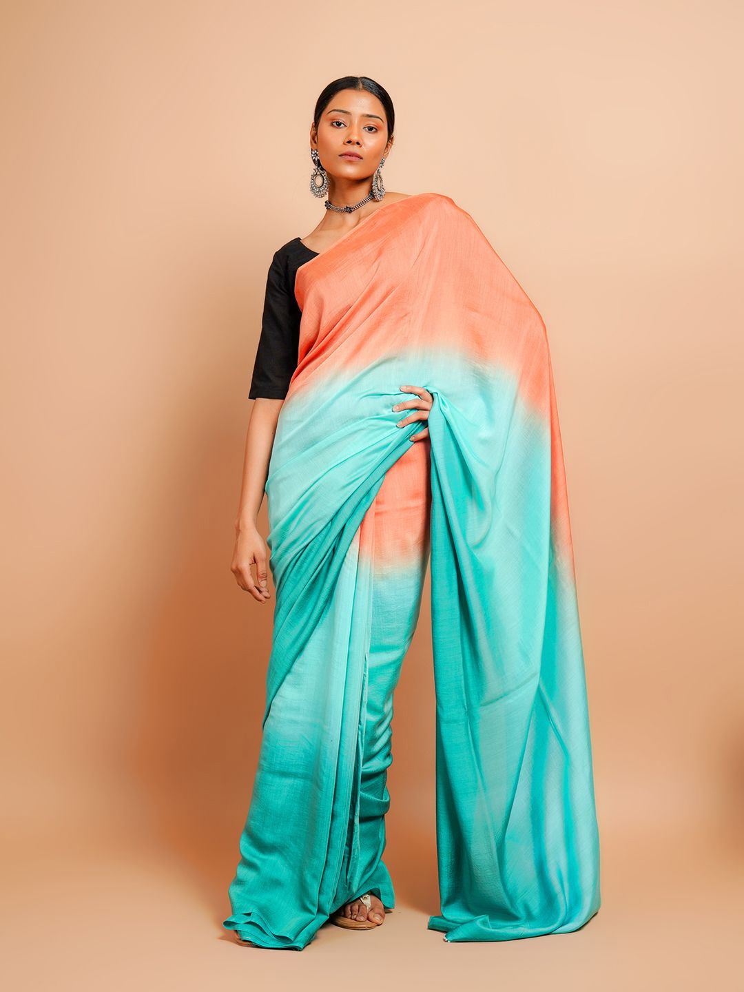 

Taavi Ombre Saree With Blouse Piece, Sea green