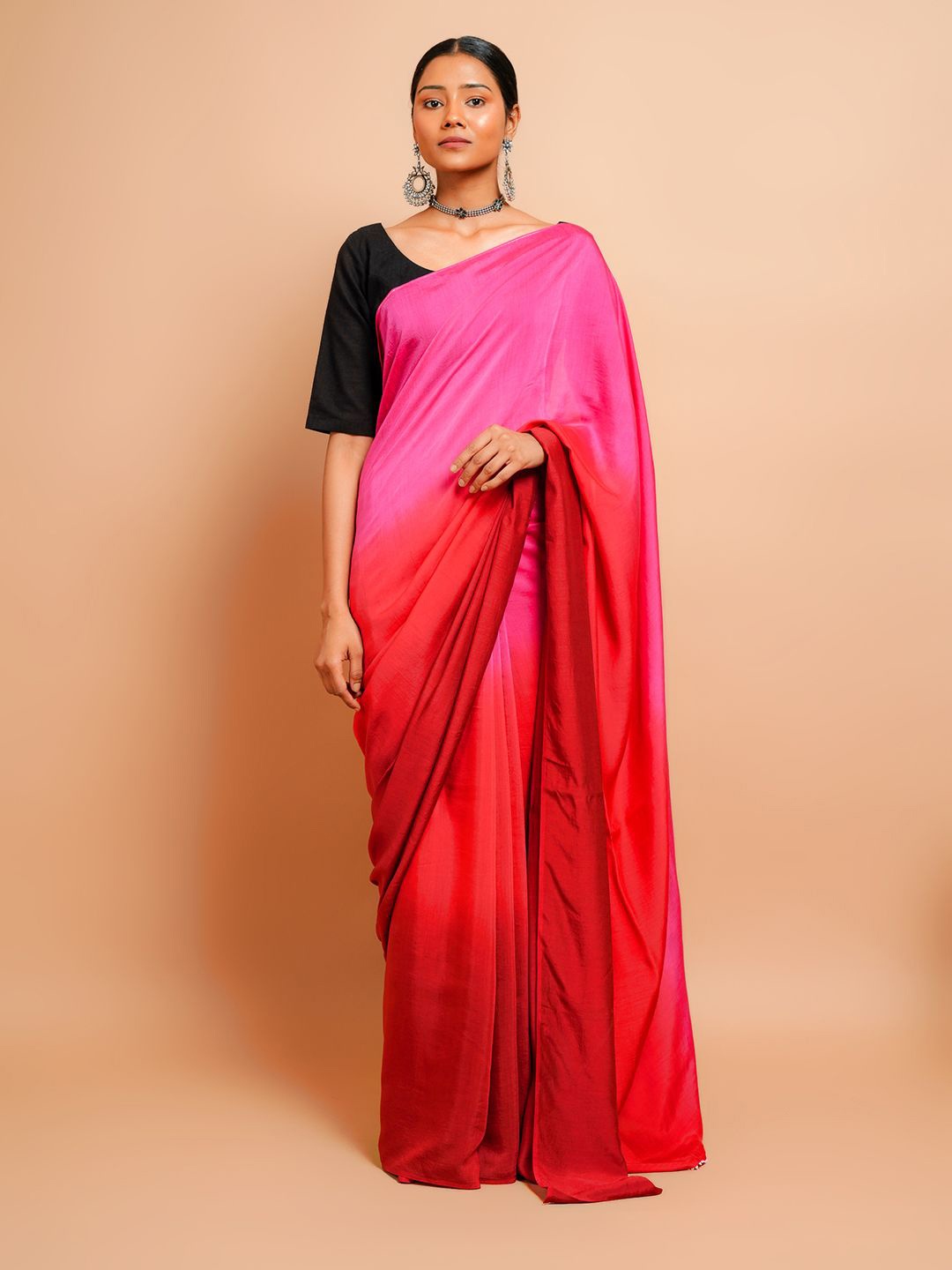 

Taavi Ombre Saree With Blouse Piece, Pink