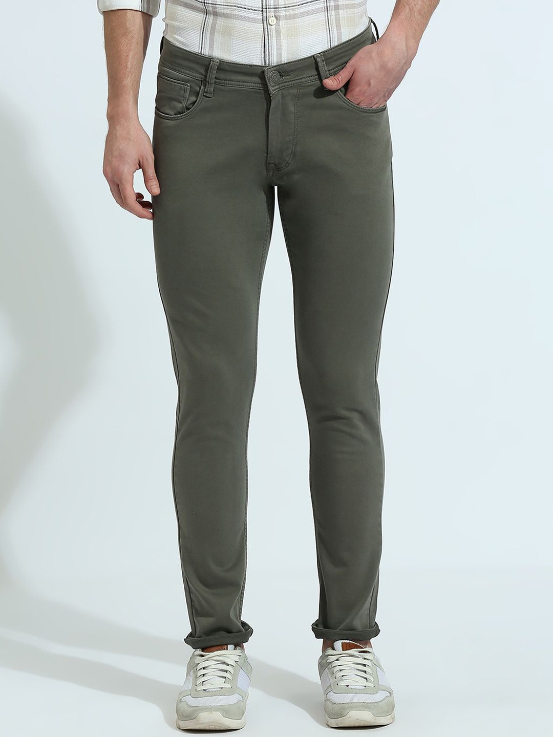 

Klub Fox Men Highly Distressed Mid-Rise Skinny Fit Jeans, Olive