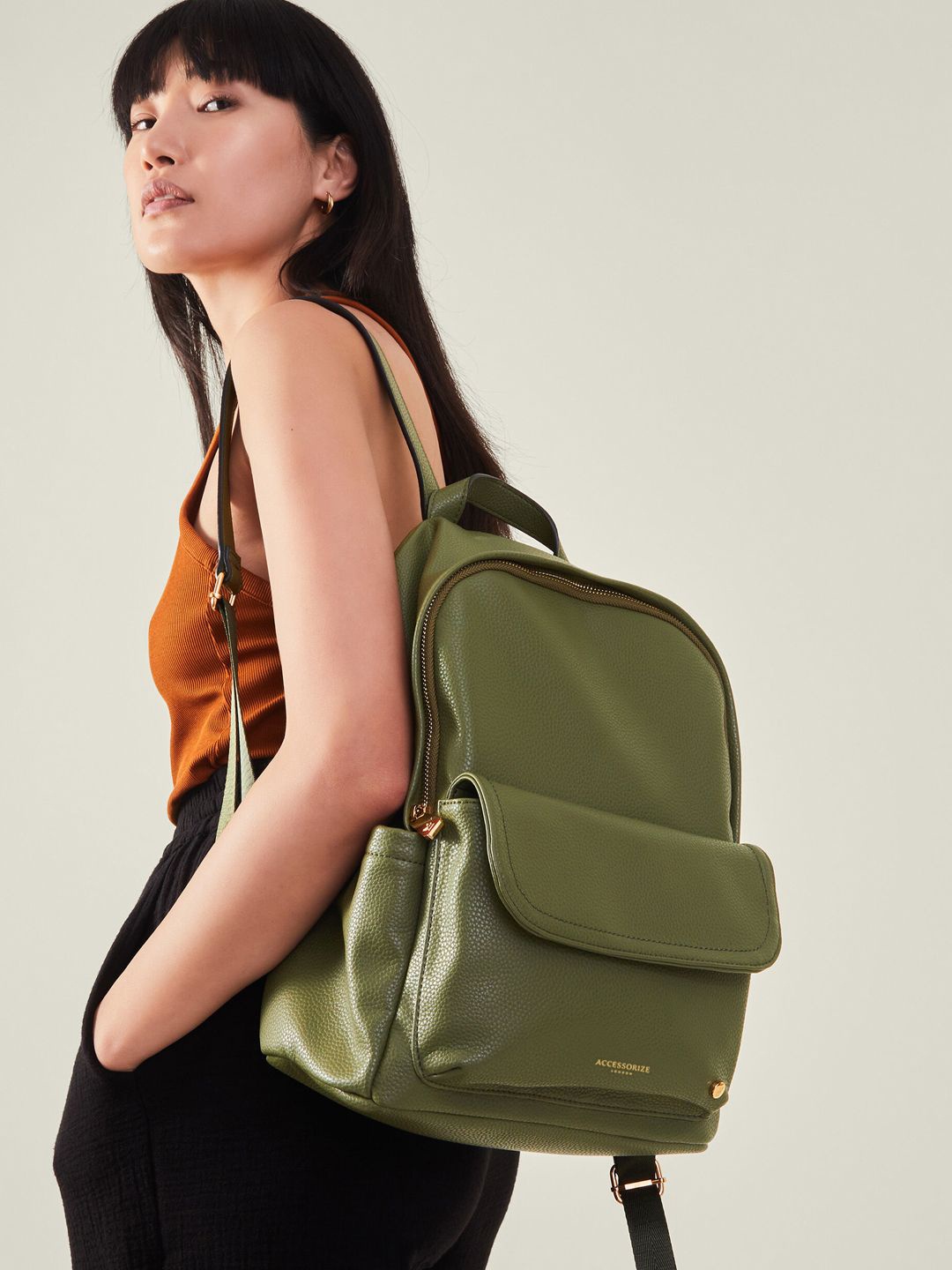 

Accessorize Women Solid Backpack, Green