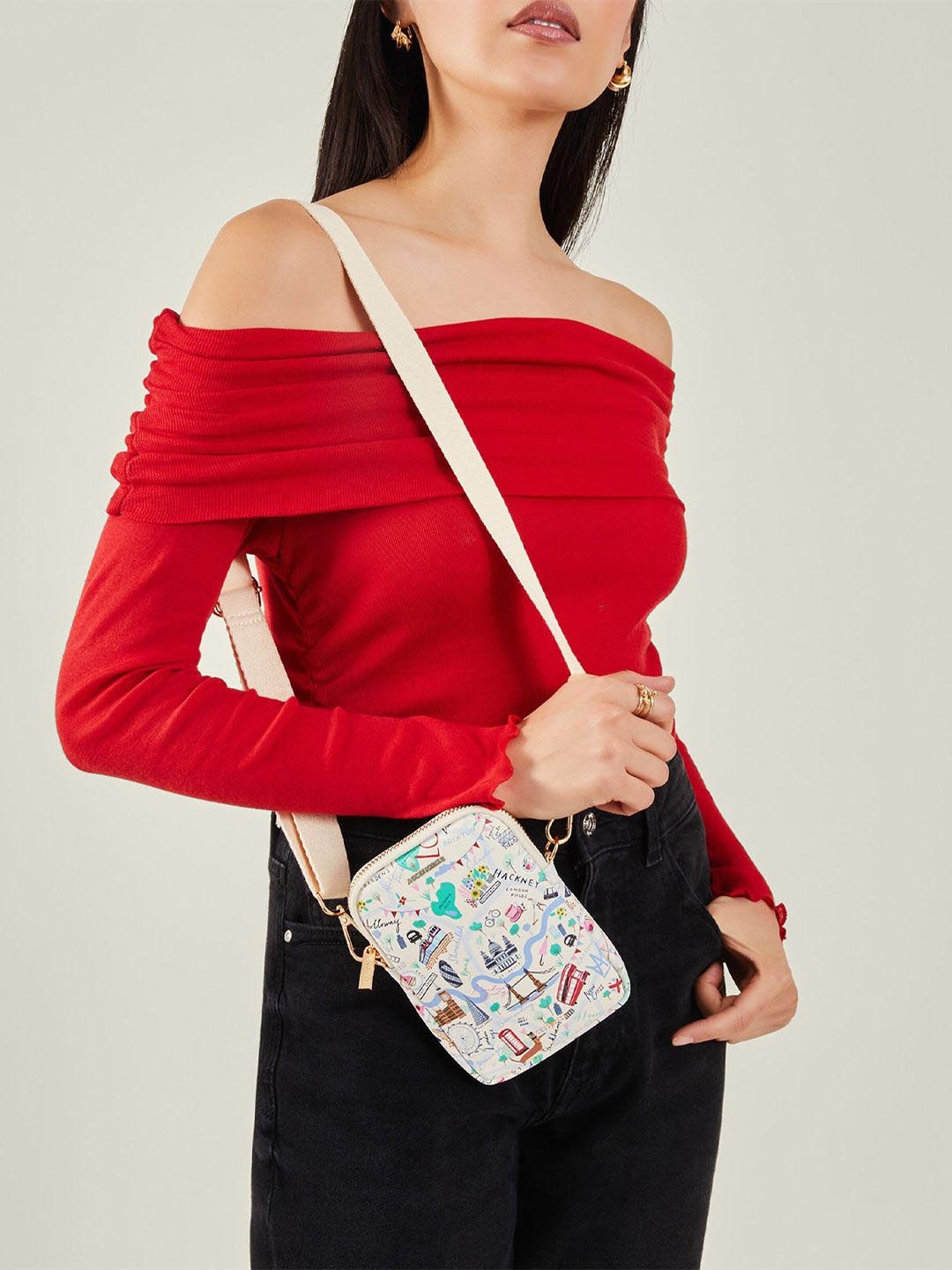 

Accessorize Women Floral Printed PU Structured Shoulder Bag, White