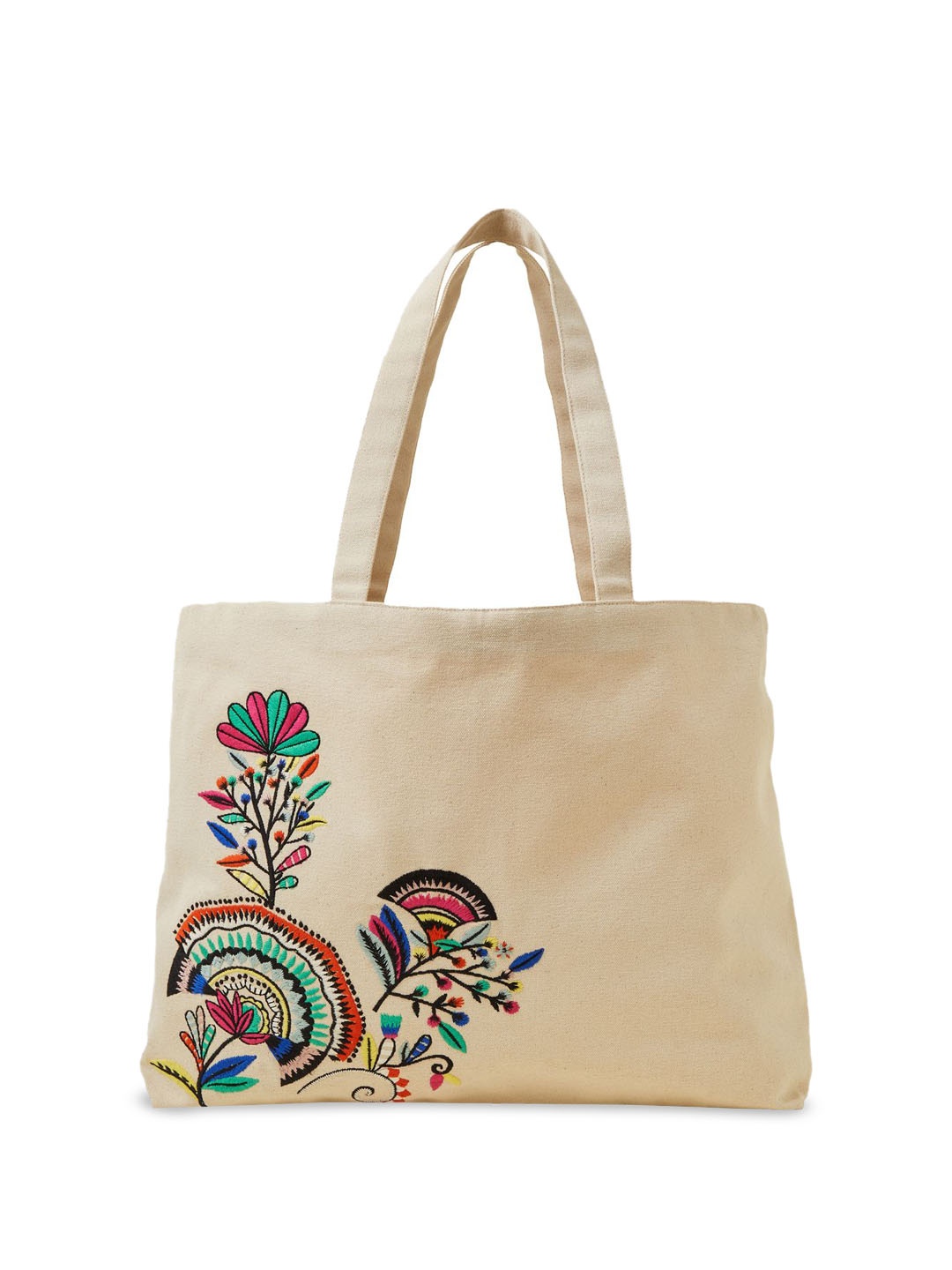 

Accessorize Women Embroidered Shopper Bag, Cream