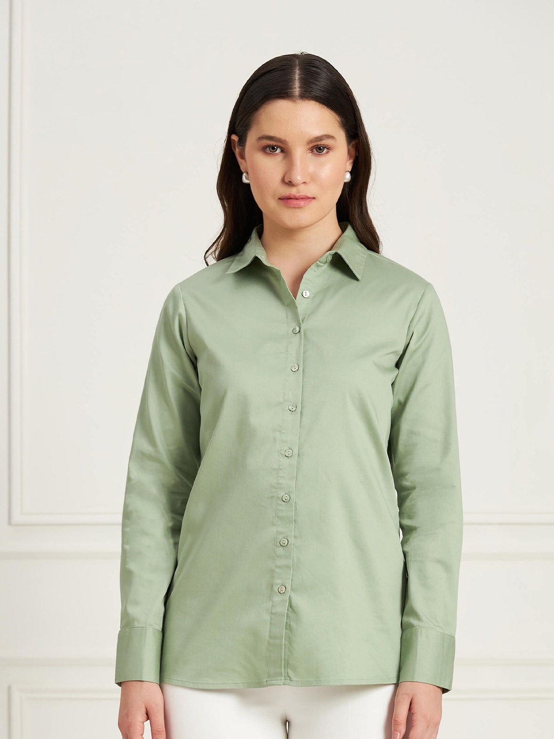 

SALT ATTIRE Women Classic Opaque Formal Shirt, Green