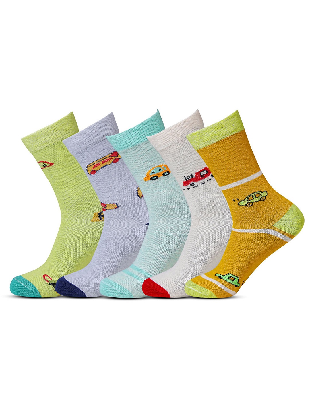 

RC. ROYAL CLASS Kids Pack Of 5 Patterned Calf-Length Socks, Green