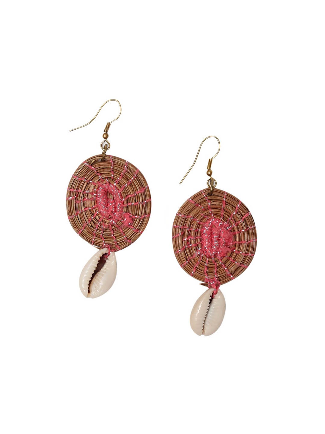 

Unravel India Circular Circular Drop Earrings, Brown