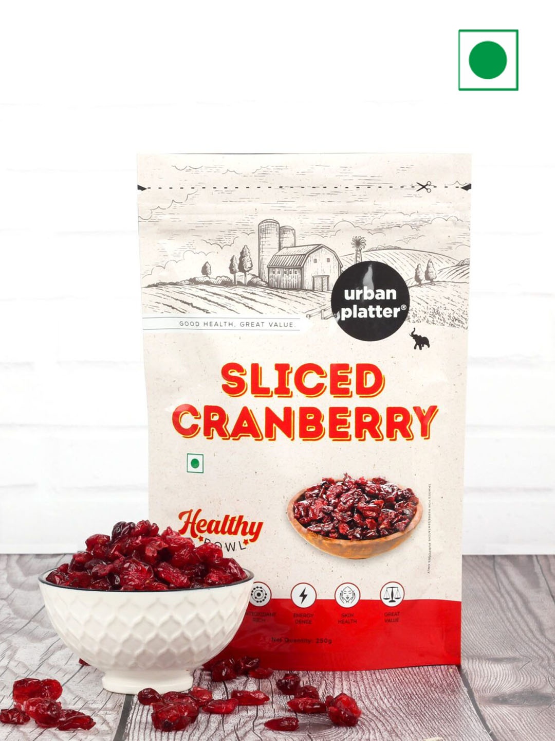 

URBAN PLATTER Dried Sliced Cranberries- 250g, Red