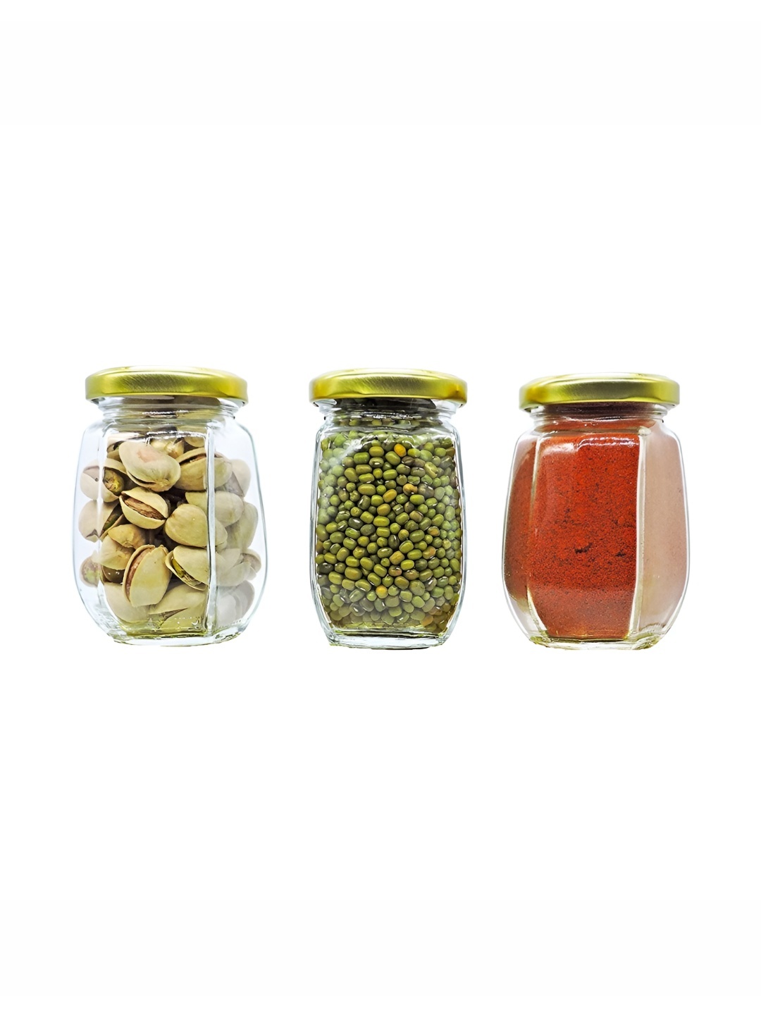 

tyche enterprises Transparent 3 Pieces Crown Shape Jar Containers 500 ml Each