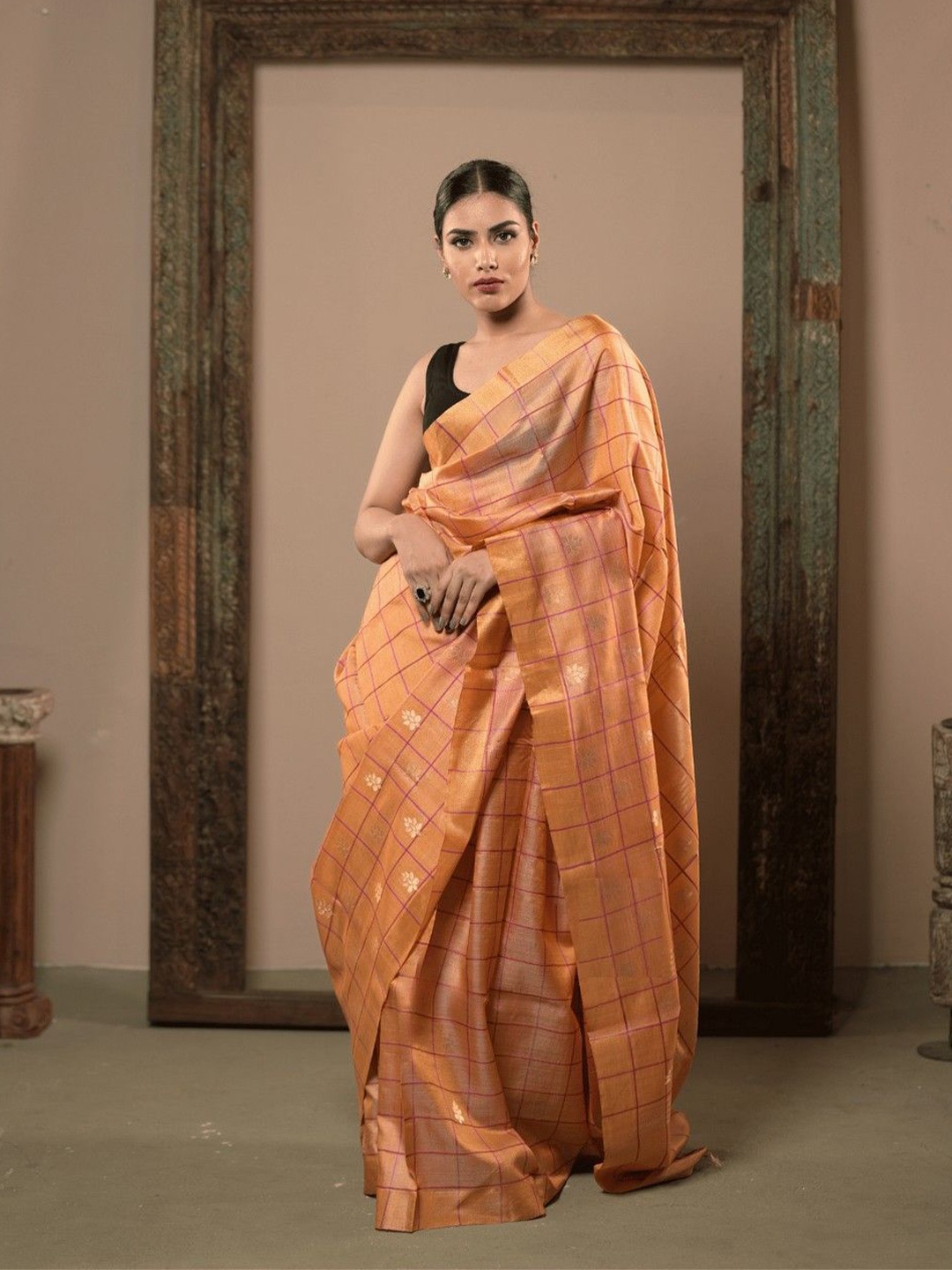 

DUSALA INDIA Woven Design Pure Silk Saree, Beige
