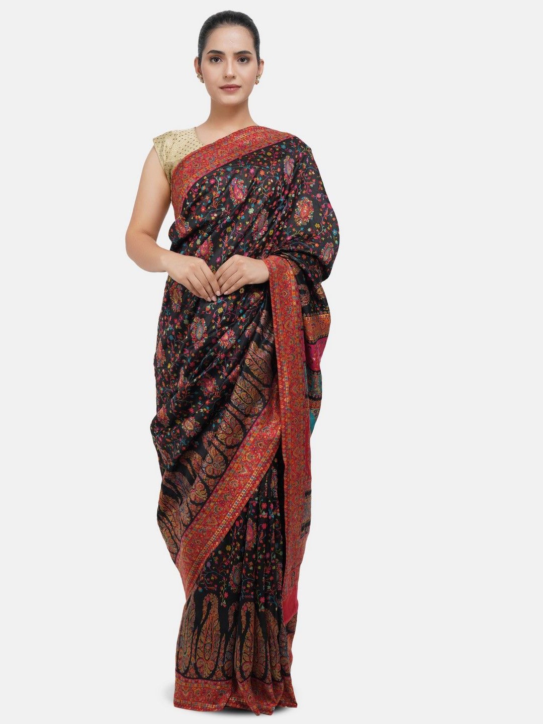 

DUSALA INDIA Woven Designed Zari Saree, Black