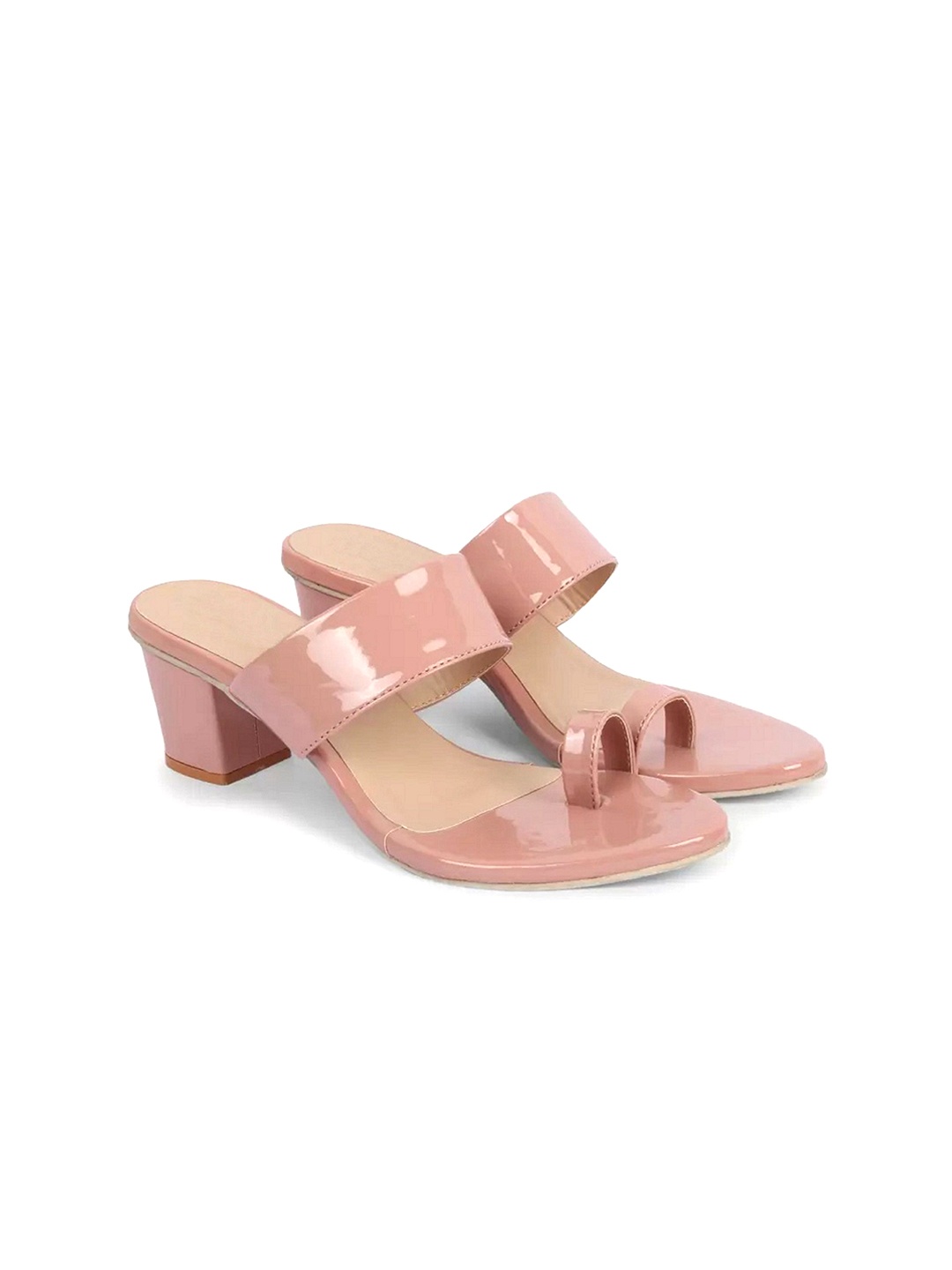 

FABBMATE Women One Toe Block Heel Sandals, Pink