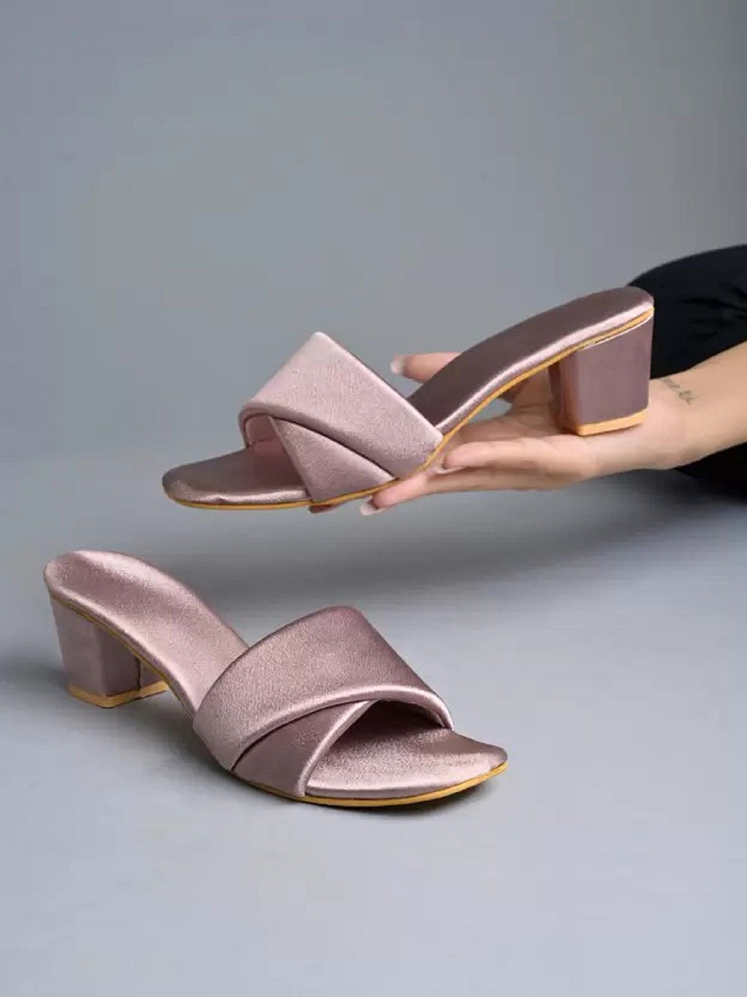 

FABBMATE Women Block Heel Sandals, Pink