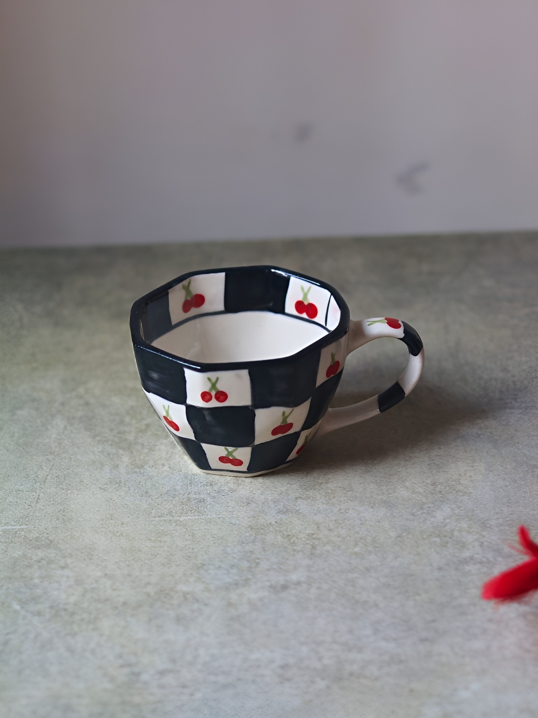 

WEAVING HOMES Black & White 2 Pieces Printed Ceramic Glossy Cups 200ml Each