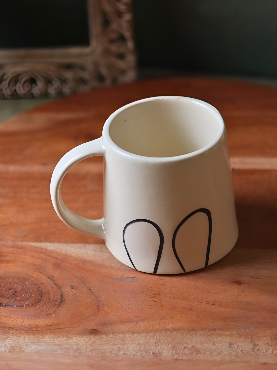 

WEAVING HOMES White & Black Printed Ceramic Glossy Mugs 280ml