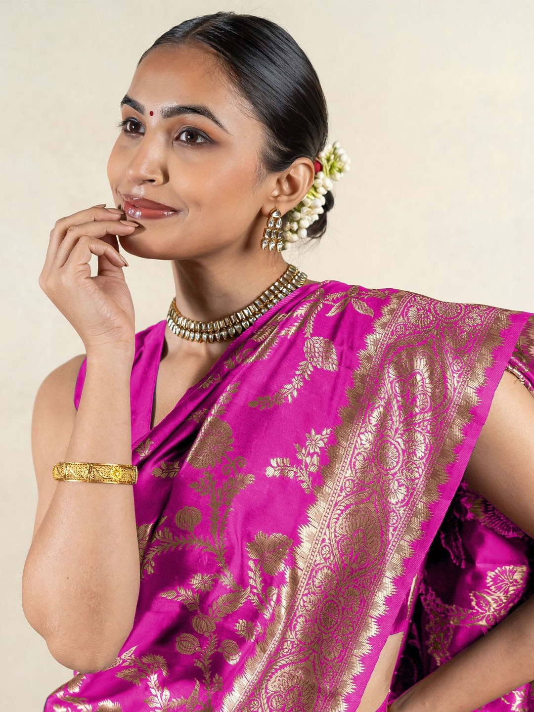 

Subham Ethnic Motifs Woven Designed Zari Saree, Pink