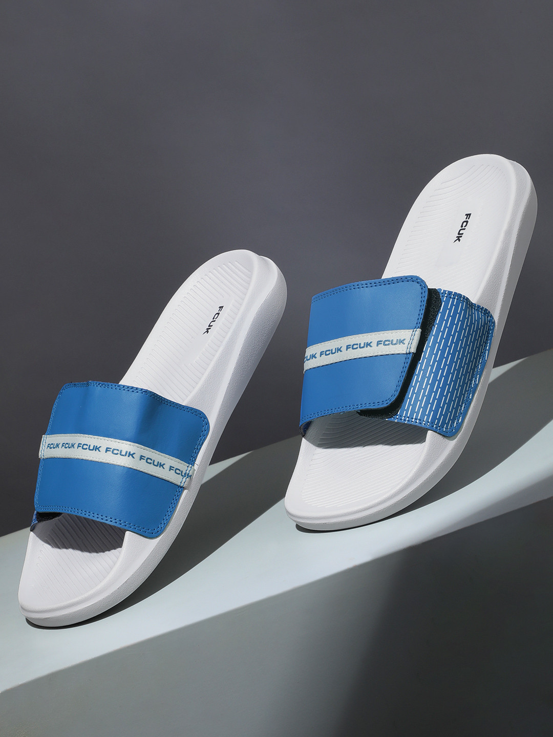 

FCUK Men Brand Logo Printed Sliders, White