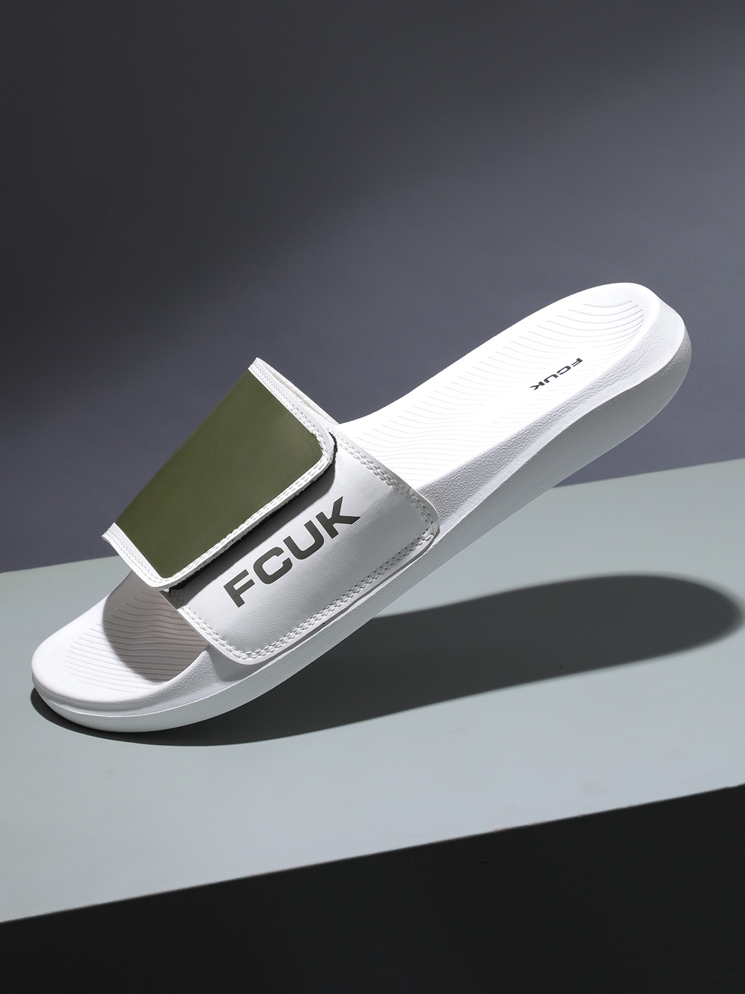 

FCUK Men Brand Logo Printed Sliders, White