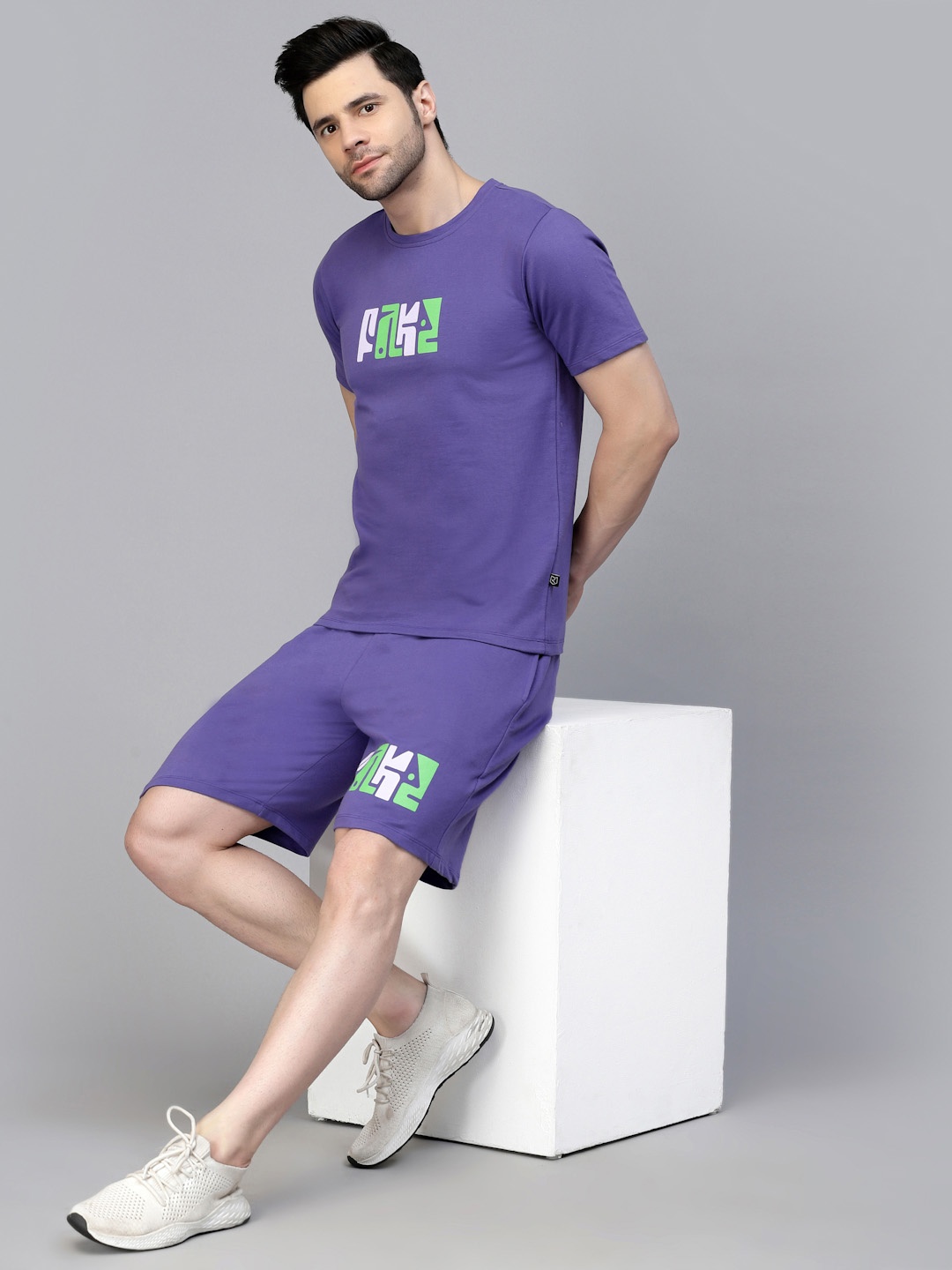 

Rigo Plus Size Printed T-Shirt & Shorts Co-Ord Set, Purple