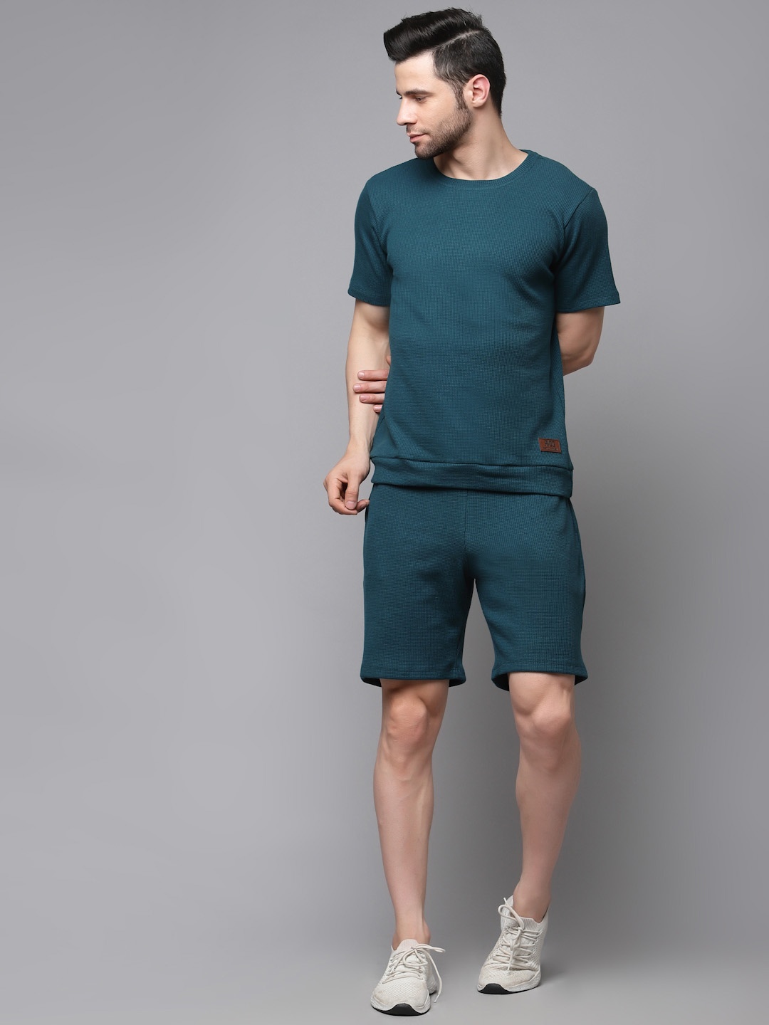

Rigo Plus Size Solid T-Shirt & Shorts Co-Ord Set, Teal