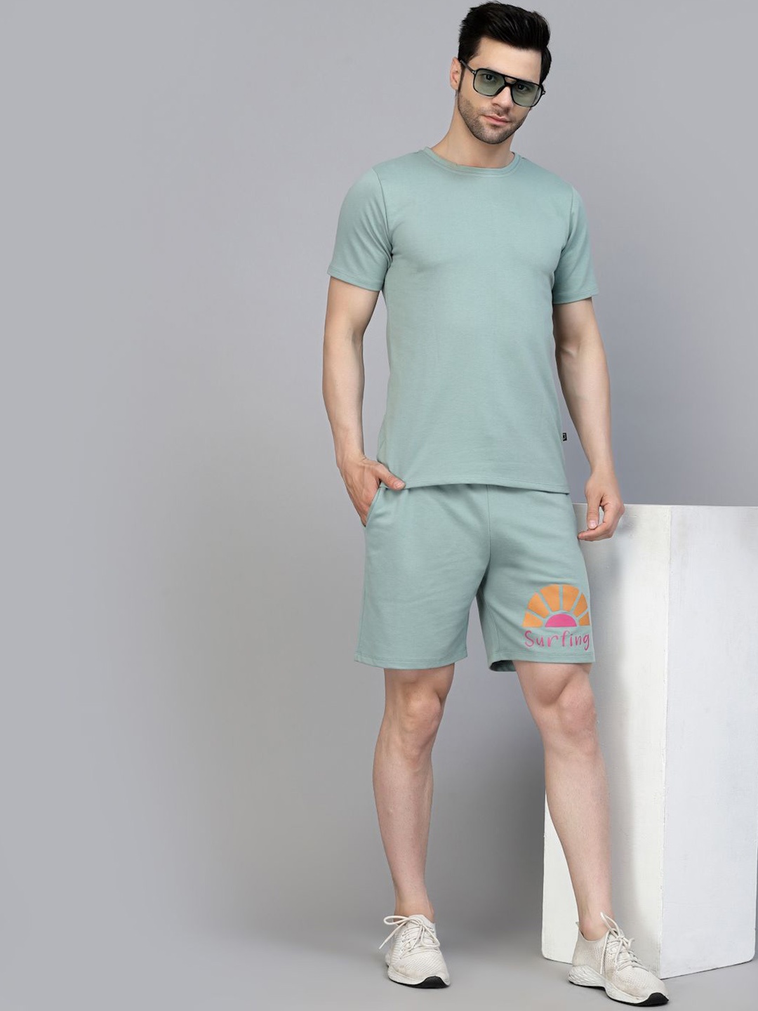 

Rigo Plus Size Printed T-Shirt & Shorts Co-Ord Set, Green
