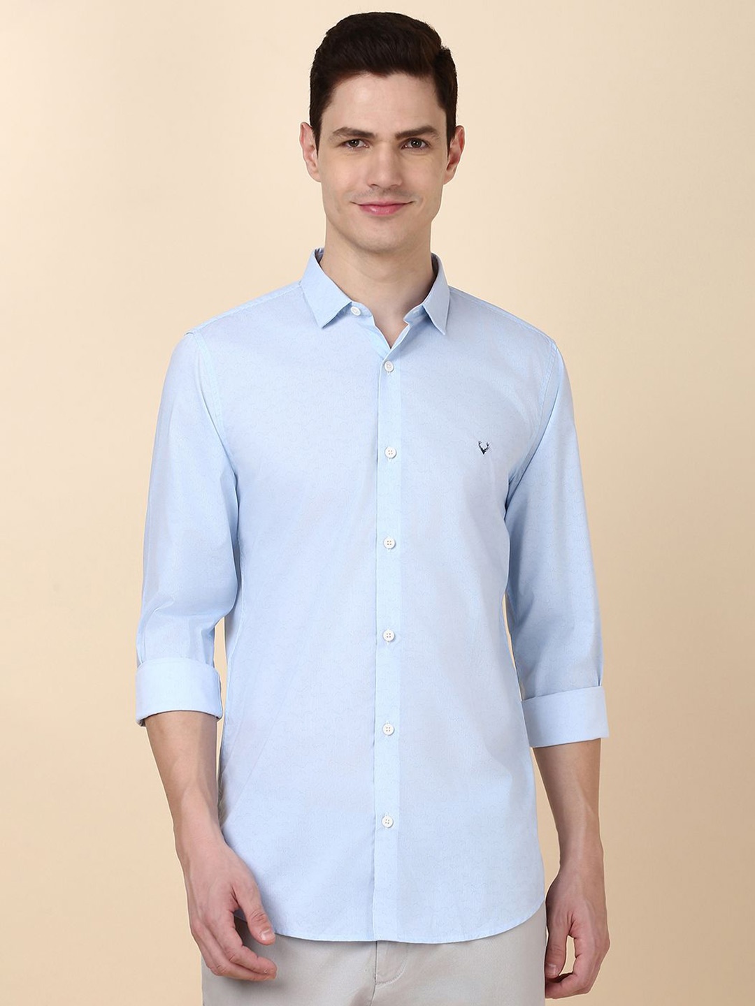 

Allen Solly Men Slim Fit Opaque Printed Casual Shirt, Blue