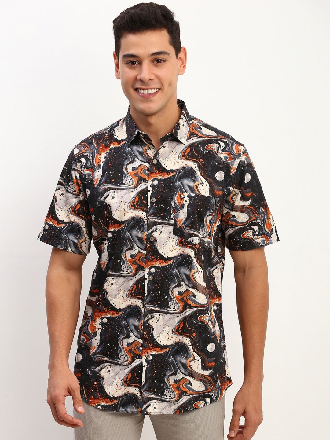 

Allen Solly Men Slim Fit Floral Opaque Printed Casual Shirt, Multi