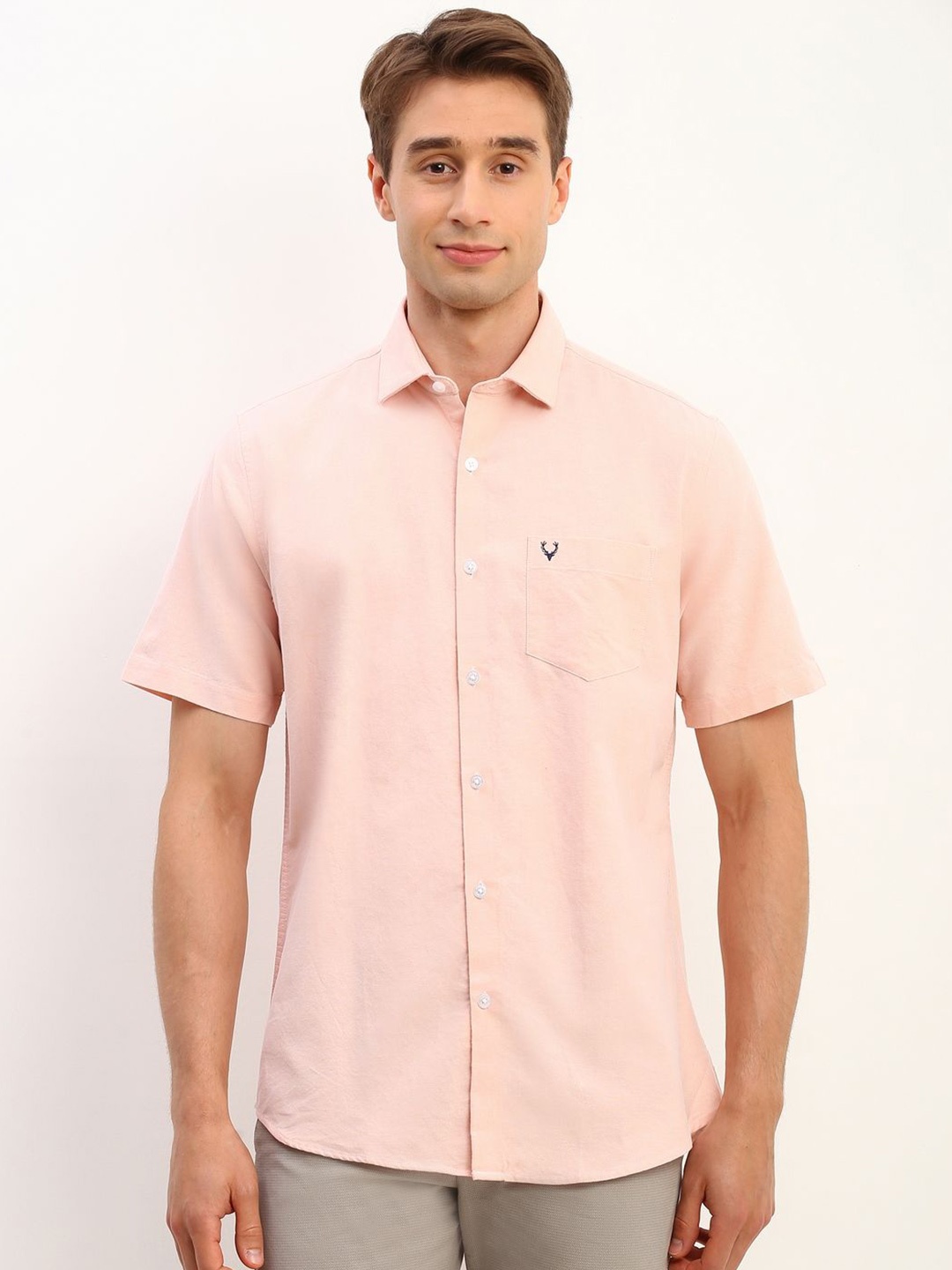 

Allen Solly Men Slim Fit Opaque Casual Shirt, Peach