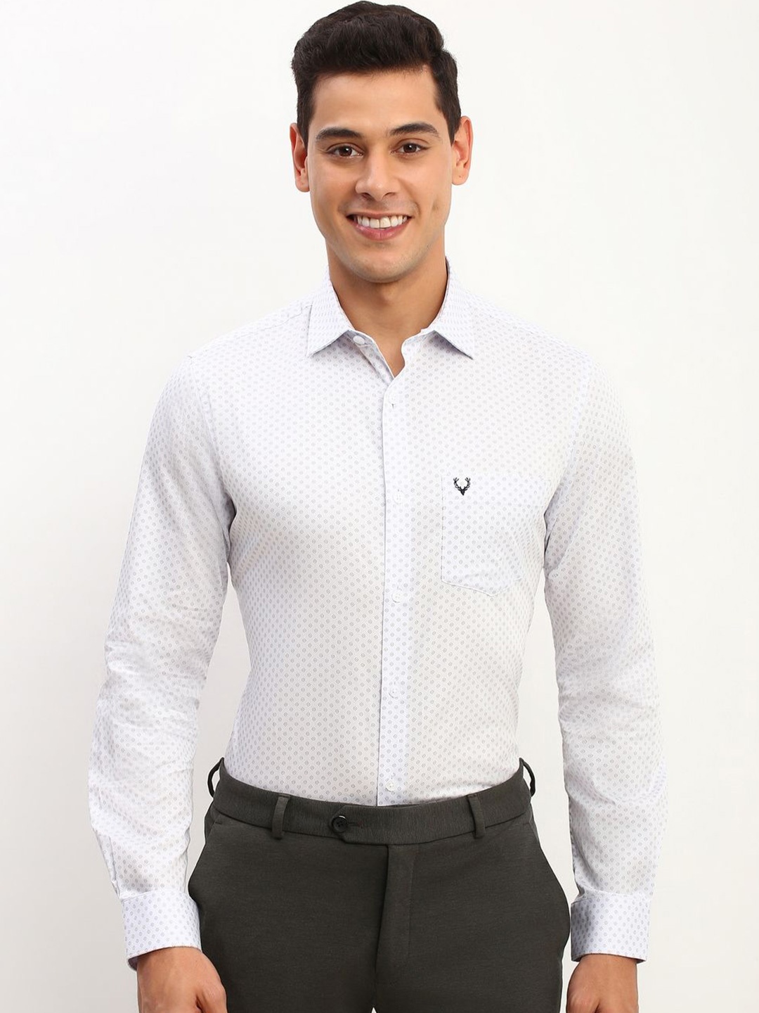 

Allen Solly Men Slim Fit Opaque Printed Formal Shirt, White