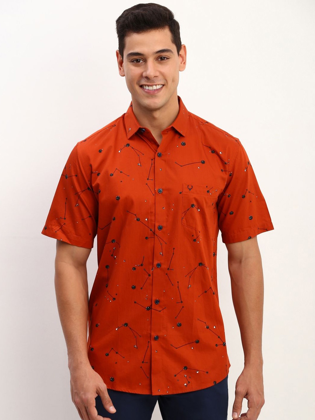

Allen Solly Men Slim Fit Opaque Printed Casual Shirt, Red