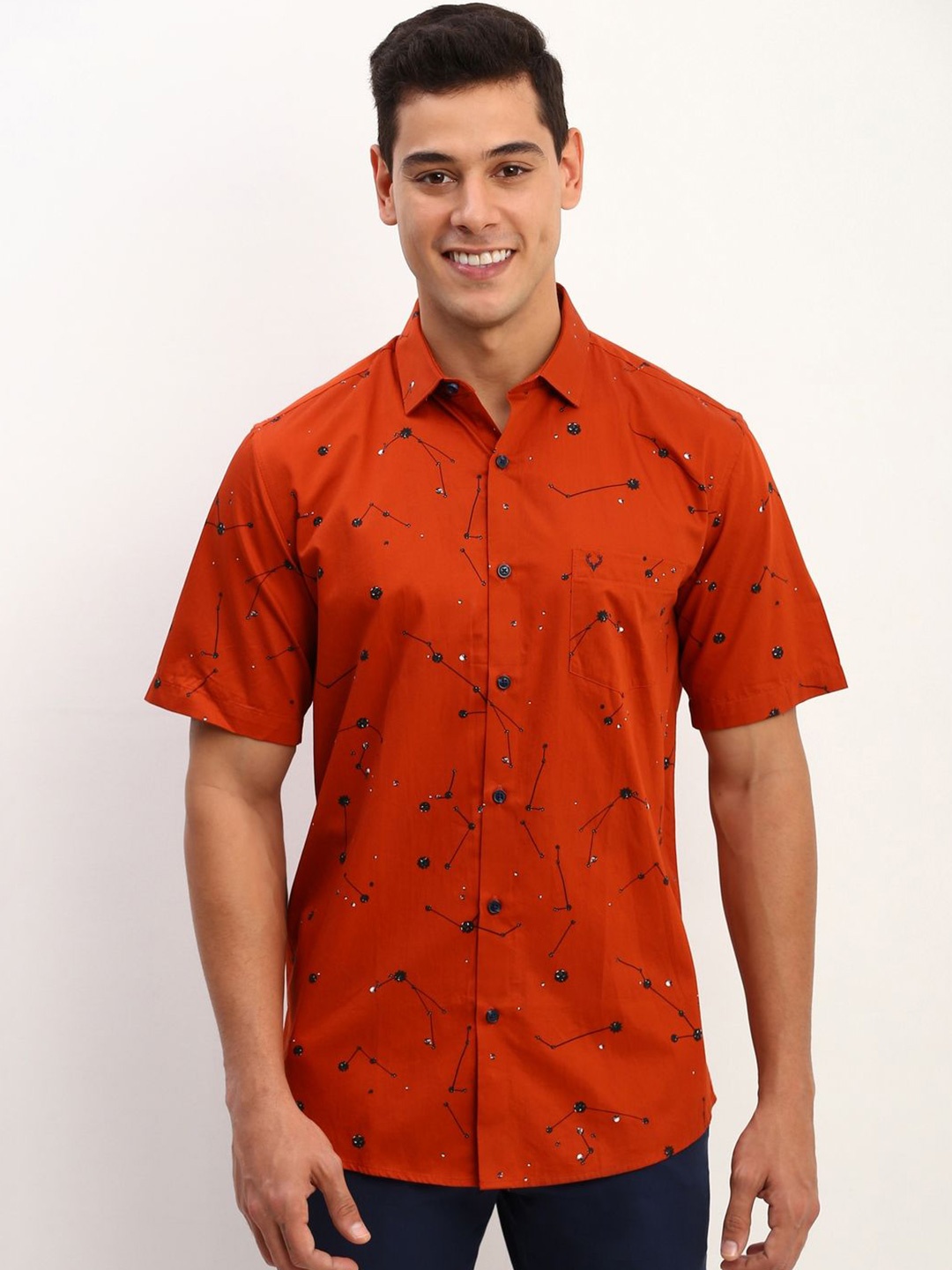 

Allen Solly Men Slim Fit Opaque Printed Casual Shirt, Red