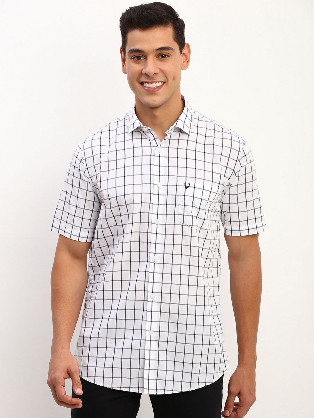 

Allen Solly Men Slim Fit Grid Tattersall Checks Opaque Checked Casual Shirt, White