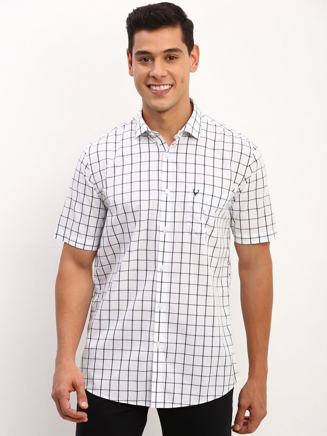 

Allen Solly Men Slim Fit Grid Tattersall Checks Opaque Checked Casual Shirt, White