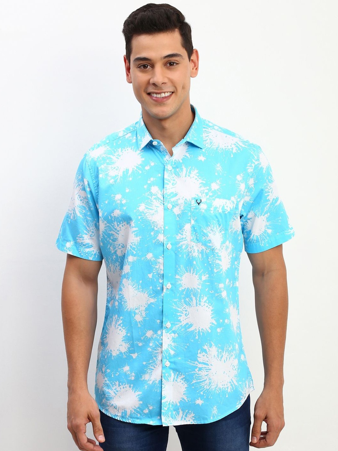

Allen Solly Men Slim Fit Floral Opaque Printed Casual Shirt, Blue