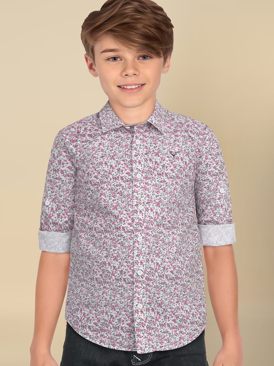 

Allen Solly Junior Boys Ethnic Motifs Printed Slim Fit Opaque Printed Casual Shirt, White