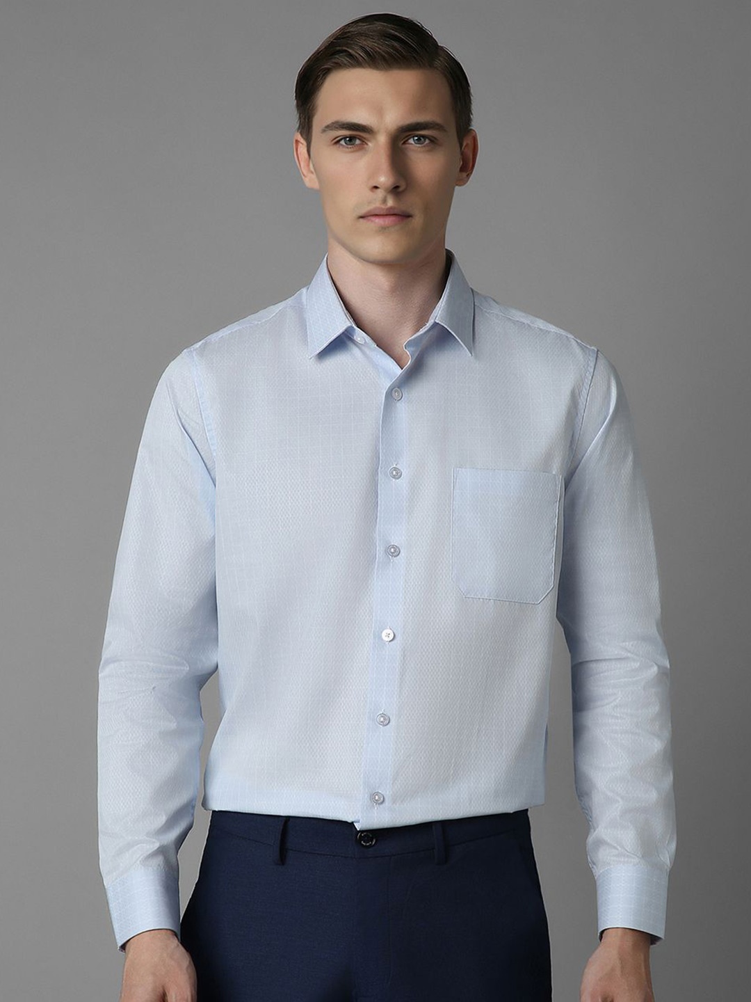 

Louis Philippe Men Slim Fit Opaque Formal Shirt, Blue