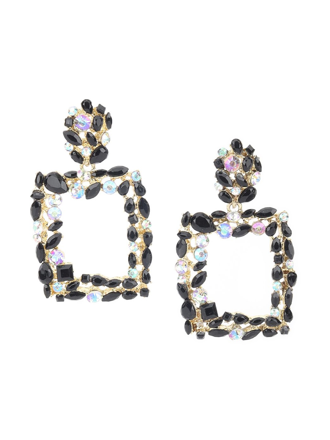 

ODETTE Zircon Embellished Gold Plated Drop Earrings, Black