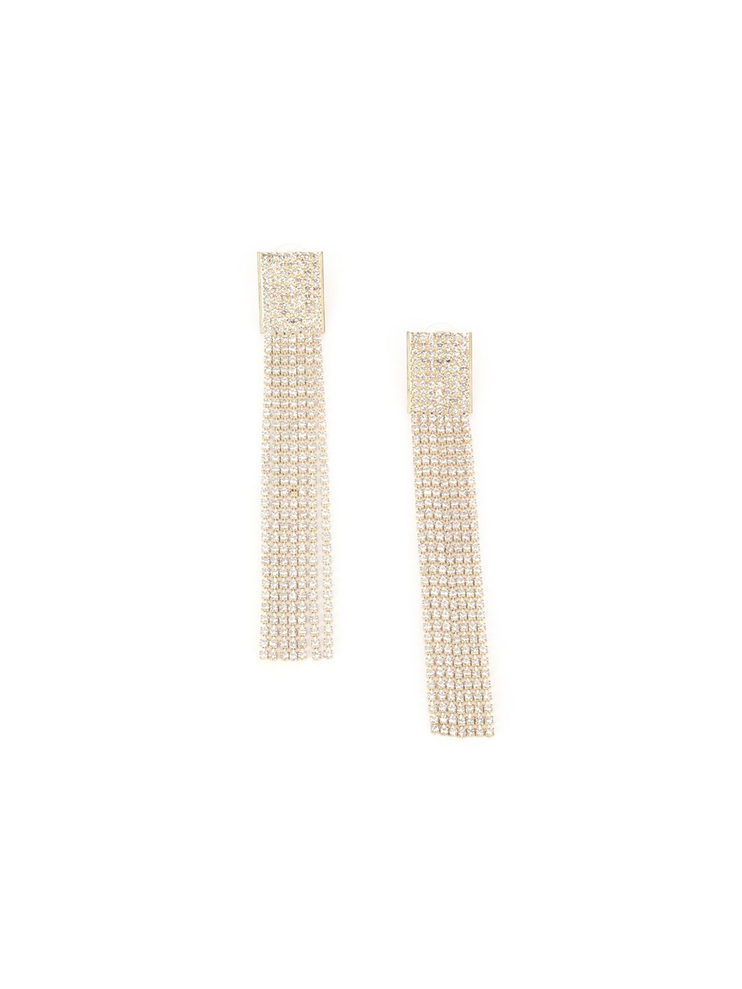 

ODETTE Silver-Plated Zircon Long Dangler Drop Earrings, White