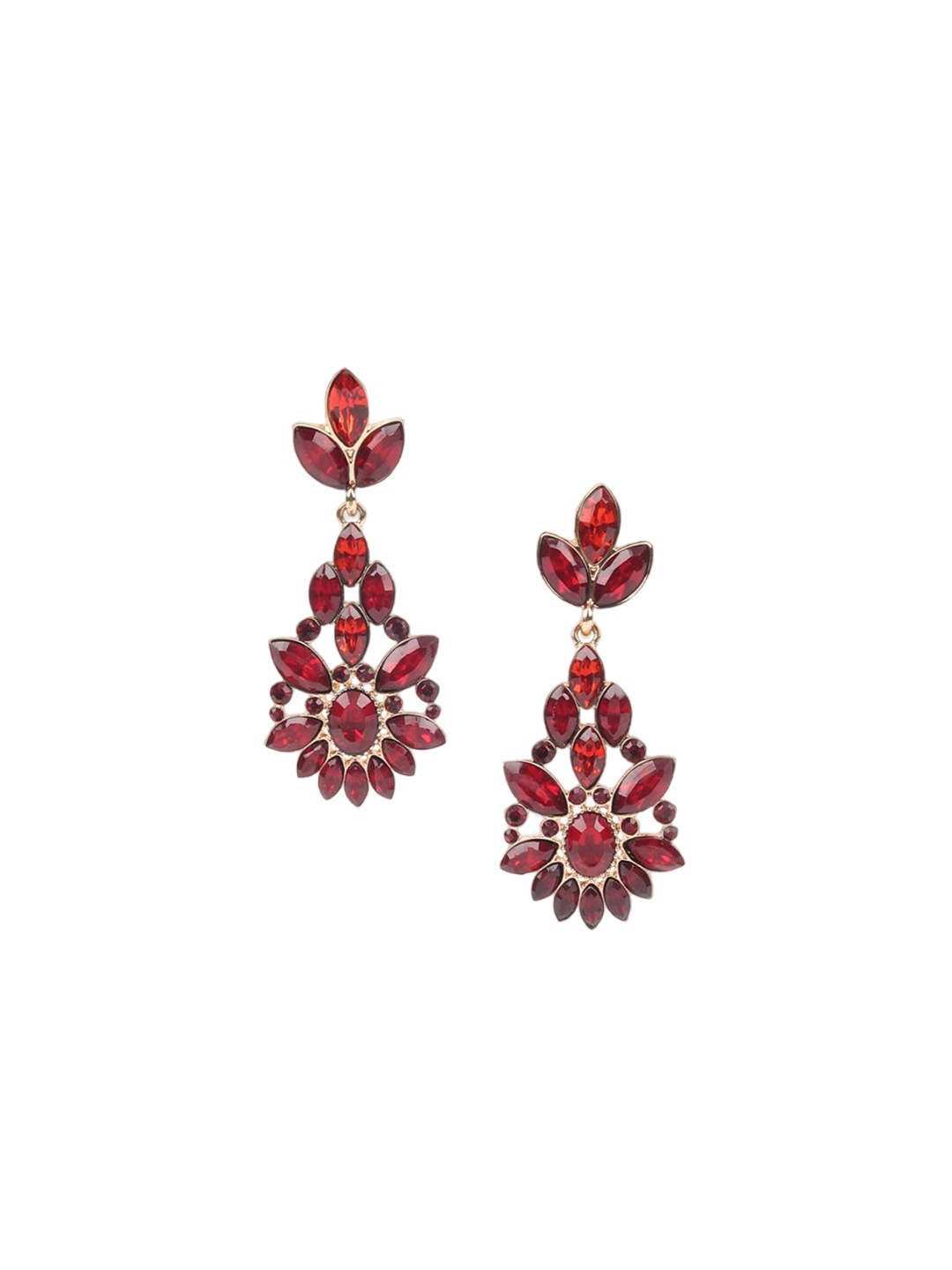 

ODETTE Gold-Plated Leaf Dangler Drop Earrings, Red